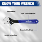 WORKPRO 3-Piece Adjustable Wrench Set, 6in, 8in & 10in Wrenches with Ergonomic Grip for Home, Garage, Workshop - Image 2