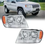 MOSTPLUS Pair Front Headlights Assembly for 1999-2004 Jeep Grand Cherokee Clear Lens
